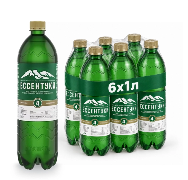 Вода "Ессентуки №4" 1 литр газированная (ПЭТ) уп. 6 шт. от магазина Vitarel